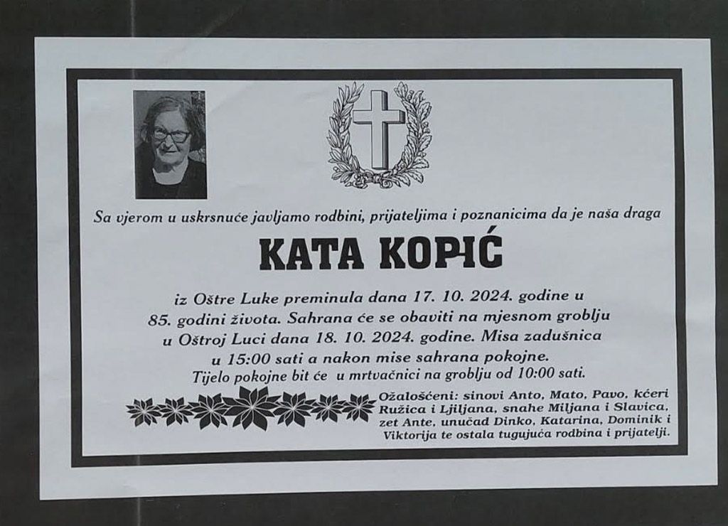 Preminula majka vlč. Pave Kopića